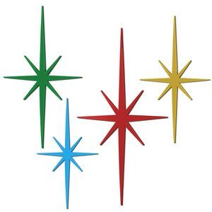 4 Pcs Cast Iron Starburst Wall Decor Mid Century Modern Decor Retro 8 Pointed🌷